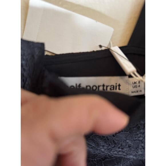 Self-Portrait NWT coquette Black floral Bodycon lace sleeveless midi dress US 4 - Picture 12 of 16